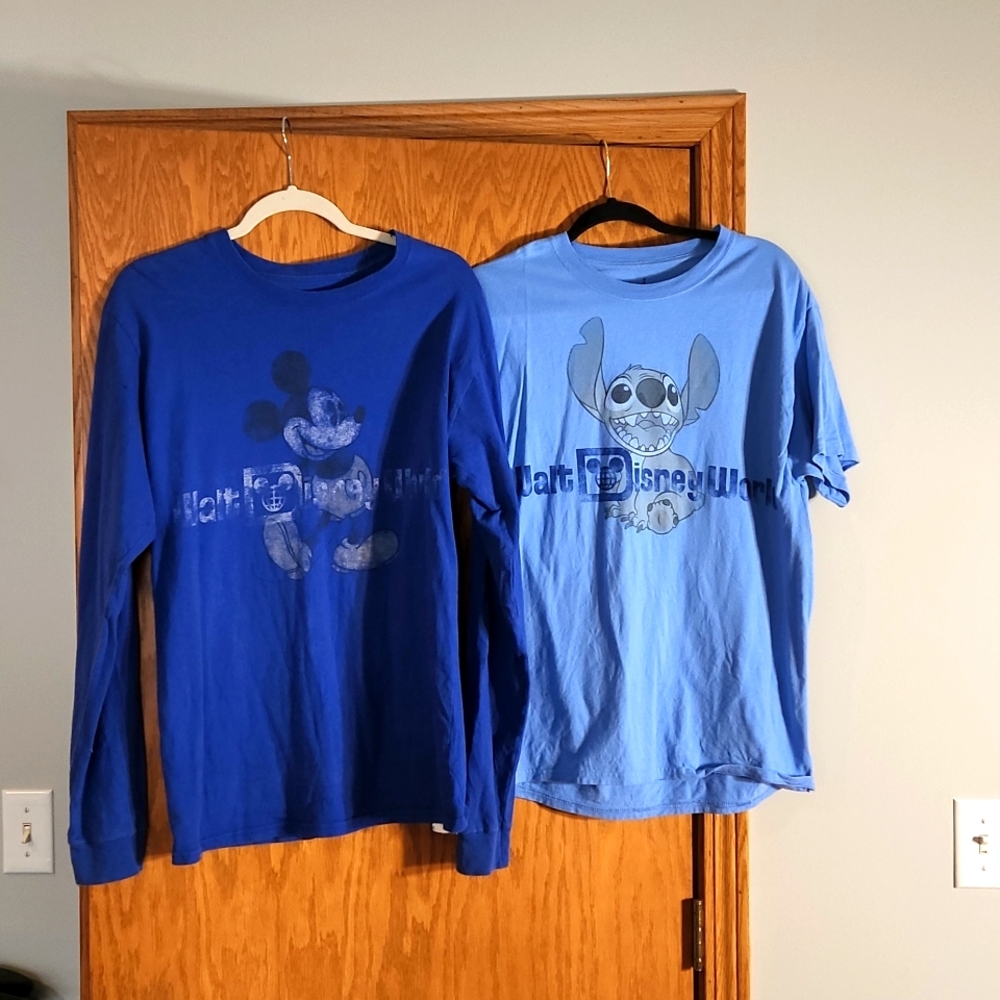 2 unisex shirts from a Disney World, one long sleeve one short sleeve,  both med